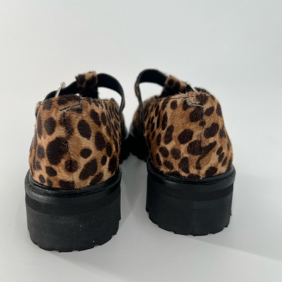 Reformation Abalonia Pony-hair Leopard Animal Print Chunky Mary Jane Loafers - Picture 4 of 8